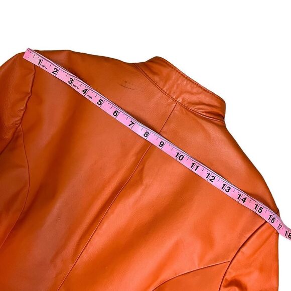 Wilson’s Leather Maxima Orange Leather Zip Moto Jacket - Picture 13 of 16